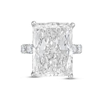 Diana M. Jewels 14kt white gold 4ct lab grown Radiant Diamond Ring with Pav&eacute; Round Band
