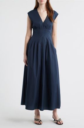 Rag & Bone Ines Pleated Poplin Maxi Dress in Salute at Nordstrom, Size 10