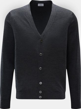 Braun Hamburg Men - Merino cardigan anthracite mottled