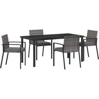 vidaXL Conjunto De Comedor De Jard&iacute;n 5 Pcs Gris Polirat&aacute;n Vidaxl