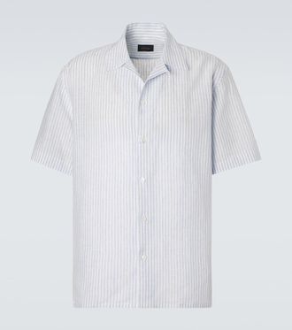 Brioni Striped linen bowling shirt