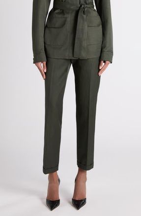 Tom Ford Twill Chino Ankle Pants in Dark Pine at Nordstrom, Size 10 Us
