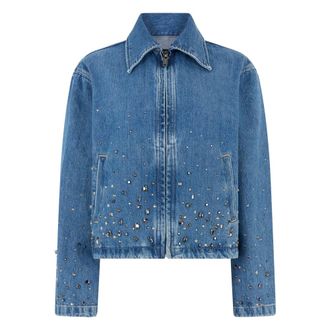 7 For All Mankind Denim Jackets, female, Blue, Size: XS Denim Jacket with Decorations