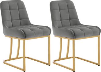 Woltu 2x Sillas Modernas De Terciopelo Para Comedor, Sal&oacute;n, Cocina, Asiento, Gris Oscuro - Woltu