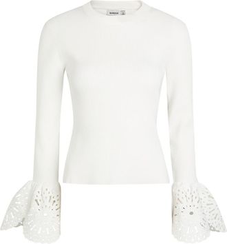 SIMKHAI Elyse Cutwork Stretch-knit top - White - XL (UK16 / XL)