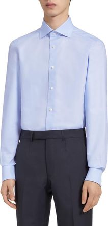 Ermenegildo Zegna Trofeo Milano Cotton Button-Up Shirt in Light Blue at Nordstrom, Size 39