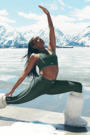 Alo | Airlift High-Waist Suit Up Legging in Clover Green/White, Size: Medium