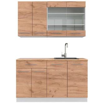 Vicco Cocina Para Solteros Fame-line, Oro Potencia Roble/blanco, 140 Cm, Et Roble