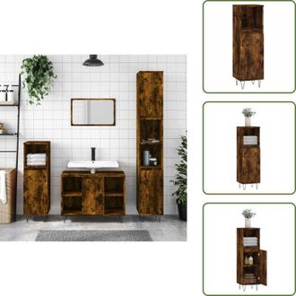 vidaXL Armadio in legno multistrato - vidaXL Armadietto Bagno Rovere Fumo 30x30x100 cm in Legno Multistrato - Armadio in legno rovere