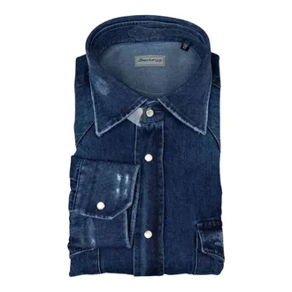 Sartorio Napoli Denim Shirts, male, Blue, Size: L Sh2965-2 Denim Shirt