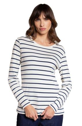 Celtic & Co. Striped Long Sleeve T-Shirt in Chalk /Navy Stripe at Nordstrom, Size 14