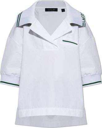 Lacoste Runway Logo Collar Oversized Popover Shirt - Dames - Polos - Wit - S - Katoen - Tops