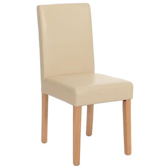 Hhg Silla De Comedor Littau, Silla De Cocina, Cuero, Crema, Patas Claras