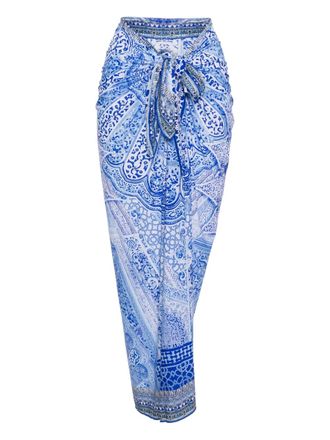 Camilla graphic-print skirt - Blue