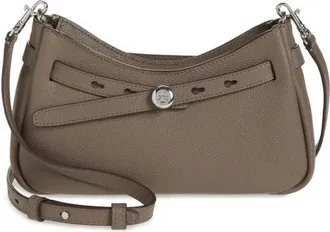 Tory Burch Romy Zip Top Leather Crossbody Bag in Wild Mushroom at Nordstrom