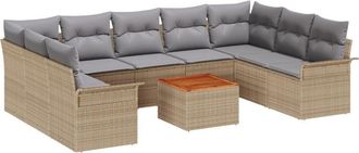 vidaXL Garden Sofa Set 10 pcs Beige Poly rattan Vidaxl