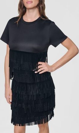 DKNY Rhinestone Fringe Dress in Black at Nordstrom, Size X-Small