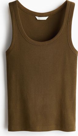 H&M Geripptes Tanktop - Goldenes Olivgr&uuml;n