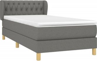 vidaXL Cama Box Spring Con Colch&oacute;n Tela Gris Oscuro 90x190 Cm Vidaxl
