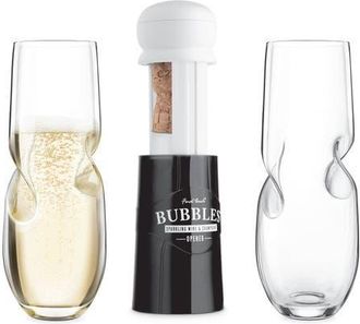 Final Touch Bubbles Sparkling, Champagne, Bubbly Glass Set with Opener - 10 oz in Clear at Nordstrom