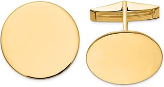 Diamond2Deal 14K Yellow Gold Circular Polished Mens Cuff Links