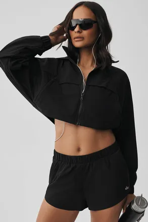Alo | Cropped Playmaker Jacket in Black, Size: Medium