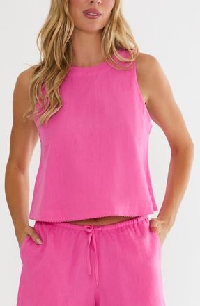 Beach Riot Dollie Sleeveless Cotton & Linen Cover-Up Top in Peony Pink at Nordstrom, Size X-Small