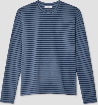 SAVE KHAKI UNITED Mens Long Sleeve Organic Hemp Stripe Crew Tee In Union Blue
