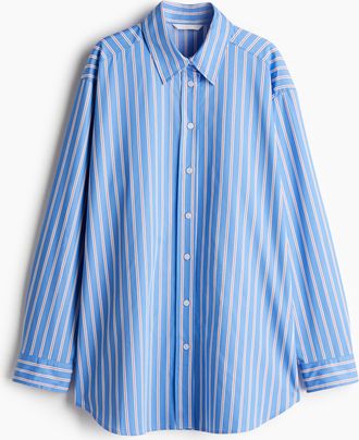 H&M Oversized Popelinebluse - Blue
