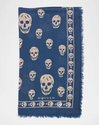 Alexander McQueen Classic Skull Wool Scarf