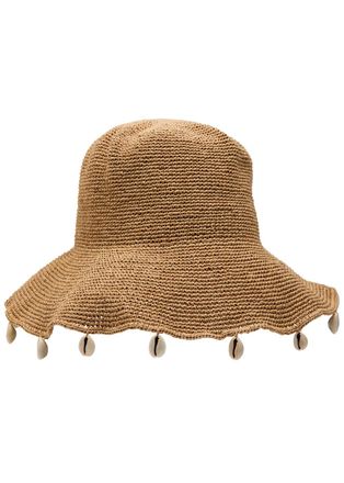 Rails Crete Shell-embellished Straw Bucket hat - Tan - One Size