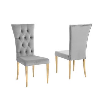 Best Master Furniture Danis Grey Velvet with Gold Dining Chairs, Set of 2