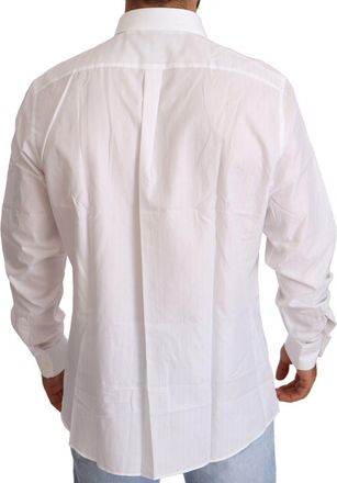 Dolce & Gabbana White Cotton Slim Fit Men Martini Shirt