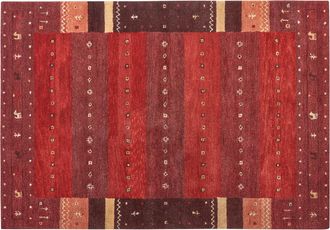Beliani Beliani - Alfombra Gabbeh De Lana Rojo Oscuro Naranja Amarillo 160 X 230 Cm Pelo Denso Sinanli