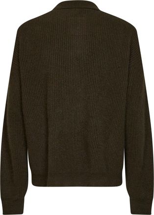 Uma Wang Mens Polo Shirt Ribbed Cashmere Green Knitwear Sweater
