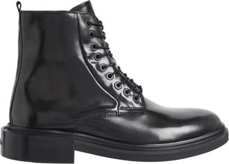 Calvin Klein Enkellaarsjes met veters - Heren - Veterlaarzen - Zwart - 46 EU - Leer - Schoenen