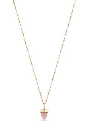Zo&euml; Chicco 14K Gold Pink Opal Bullet Pendant Tiny Bar & Cable Chain Necklace in 14K Yellow Gold /Pink Opal at Nordstrom, Size 18