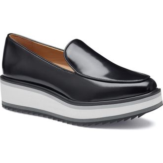 Johnston & Murphy Gracelyn Venetian Platform Loafer in Black Italian Antiqued at Nordstrom Rack, Size 10