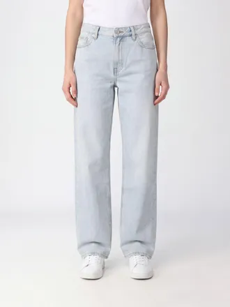 Calvin Klein Jeans a vita alta in denim di cotone con gamba larga