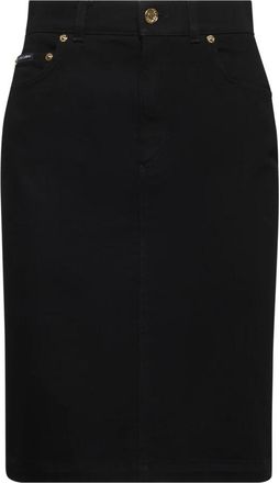 Dolce & Gabbana Zwarte Denim Rok met Logodetails - Dames - Spijkerrokken - Zwart - 2XS - Denim - Rokken