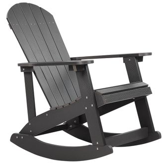 Beliani Silla Mecedora Gris Oscuro De Madera Sint&eacute;tica Resistente A La Intemperie Estilo Moderno Adirondack