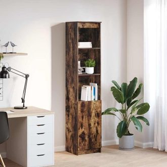 Berkfield Home Highboard Smoked Oak 37.5x35x180 cm Engineered Wood in Brown