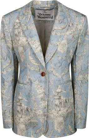 Vivienne Westwood Blauwe Single Breasted Lauren Jas - Dames - Blazers - Blauw - M - Leer - Jassen