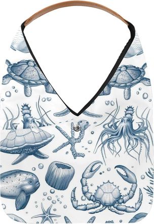 Generic Marine Life Reusable Lightweight Grocery Bags - Foldable Into Compact Pouch, Washable & Sturdy, Multipurpose for Shopping and Travel