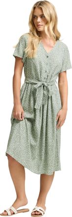 M&Co Petites Petite Sage Green Ditsy Floral Belted Midi Dress - Womens