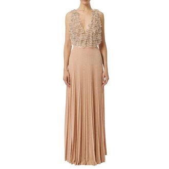 Elisabetta Franchi Gowns, female, Beige, Size: M Red Carpet Dress