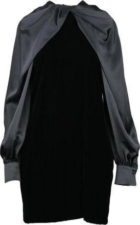 Max Mara Fluwelen jurk met satijnen pofmouwen - Dames - Korte kleedjes - Zwart - XS - Satijn - Kleedjes