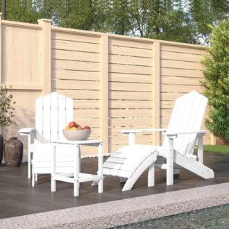vidaXL Vidaxl - Sillas De Jard&iacute;n Adirondack Con Reposapi&eacute;s Y Mesa Hdpe Blanco