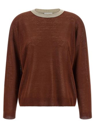 Brunello Cucinelli Maroon Dazzling Collar Sweater