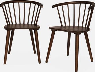 Sweeek Sweeek - Silla De Bar De Madera Y Contrachapado, Set De 2, Paula, Madera Oscura, 75x53x51 Cm